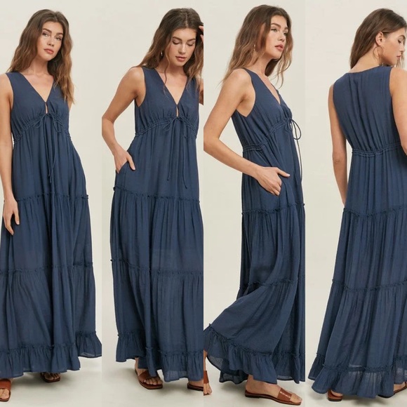Wishlist Long Ruffle Tiered Maxi Dress-NWT - Picture 3 of 4